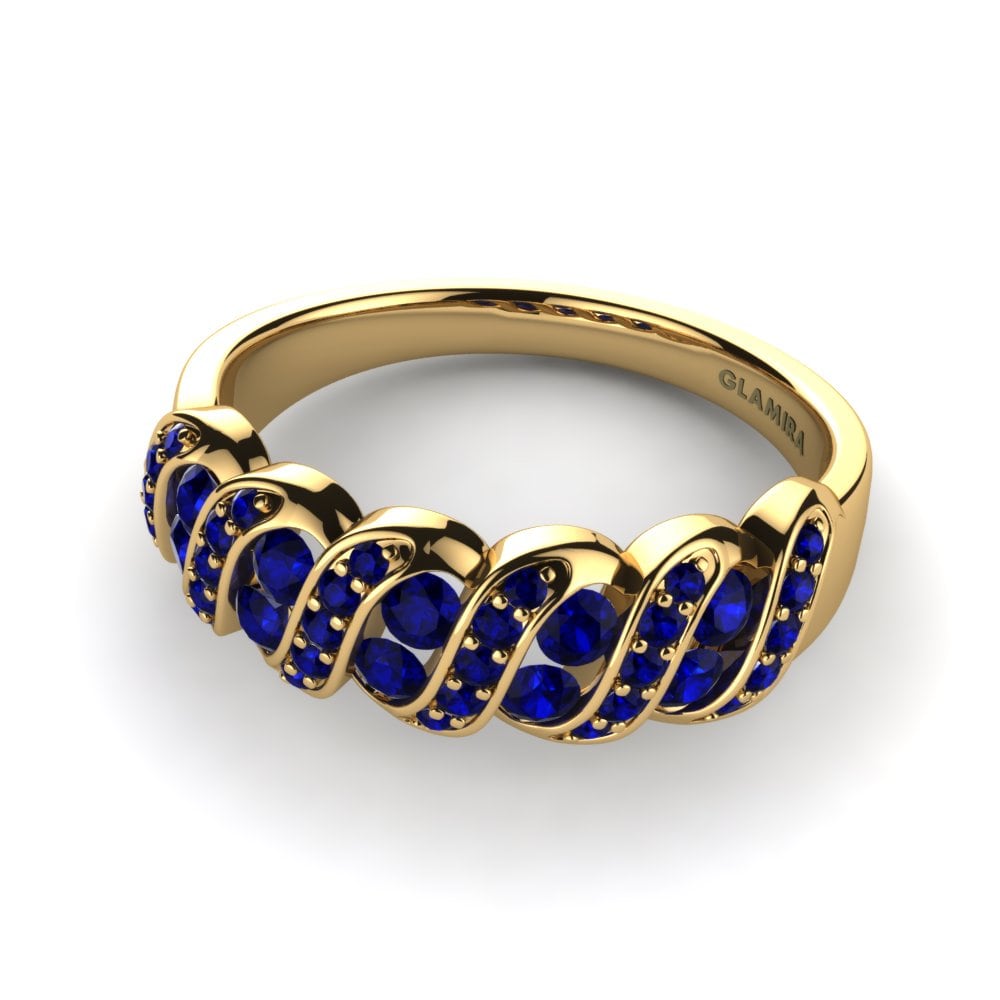 14ct Yellow Gold Dark Blue Zirconia Ring Lorelei