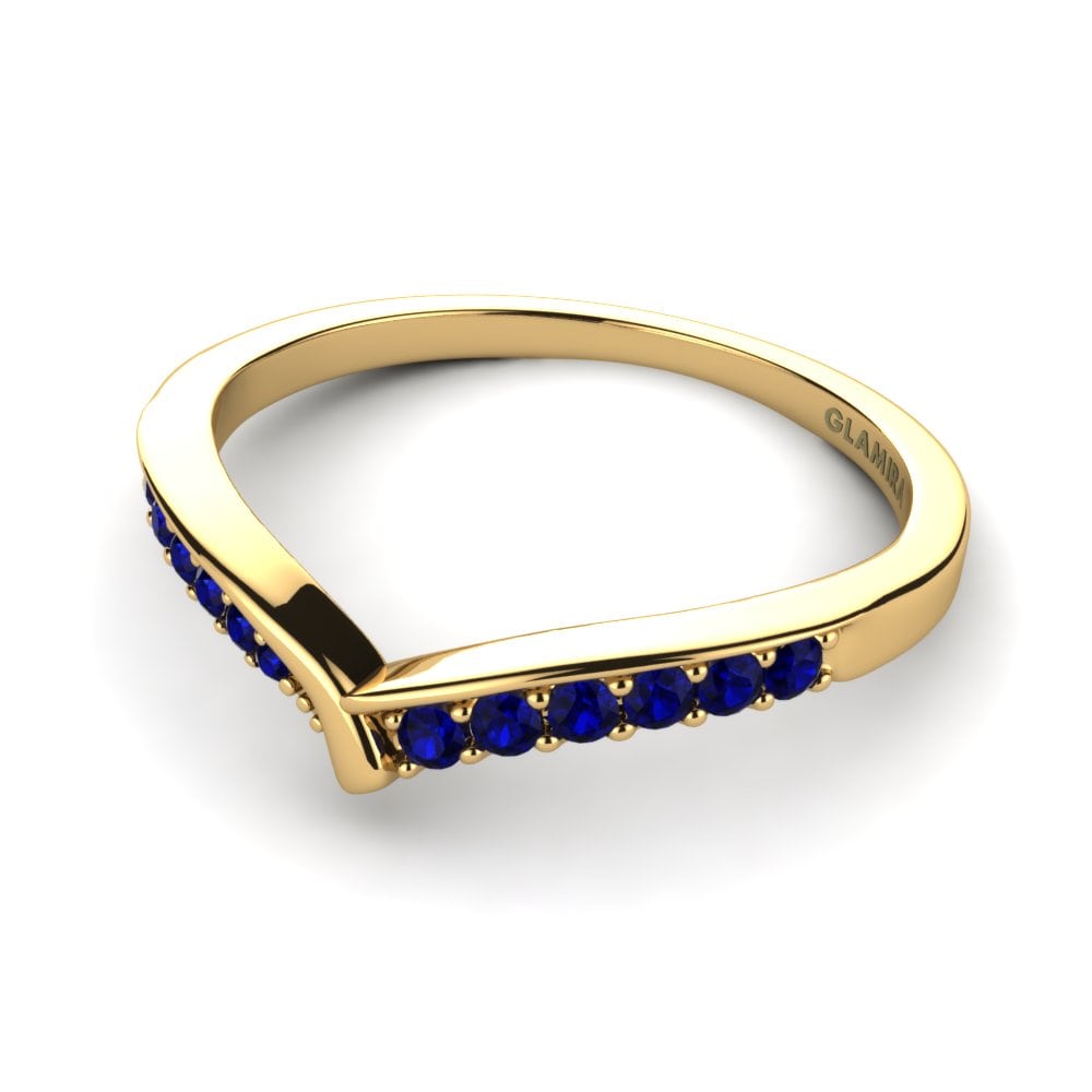 14ct Yellow Gold Dark Blue Zirconia Ring Rosalie