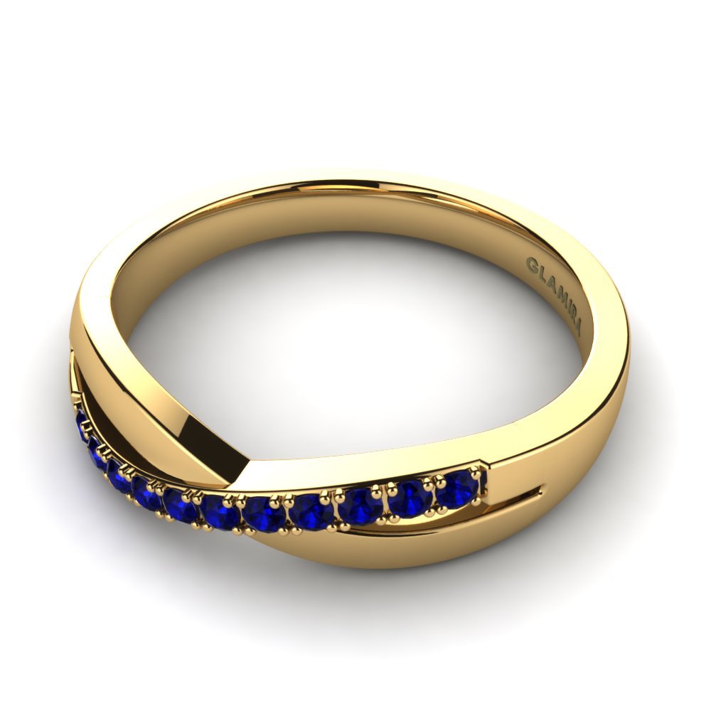 14ct Yellow Gold Dark Blue Zirconia Ring Jane