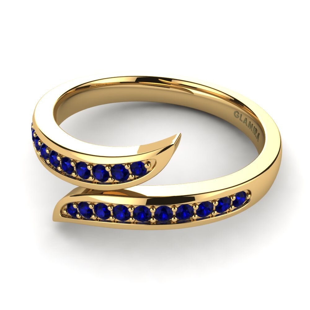 14ct Yellow Gold Dark Blue Zirconia Ring Dalila