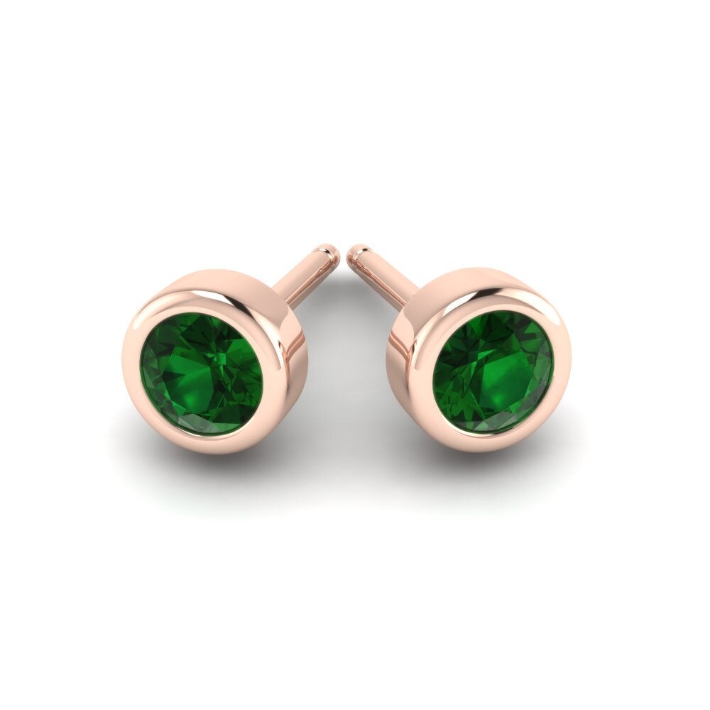 14k Oro Rosa Circonita Verde Pendiente de mujer Anna