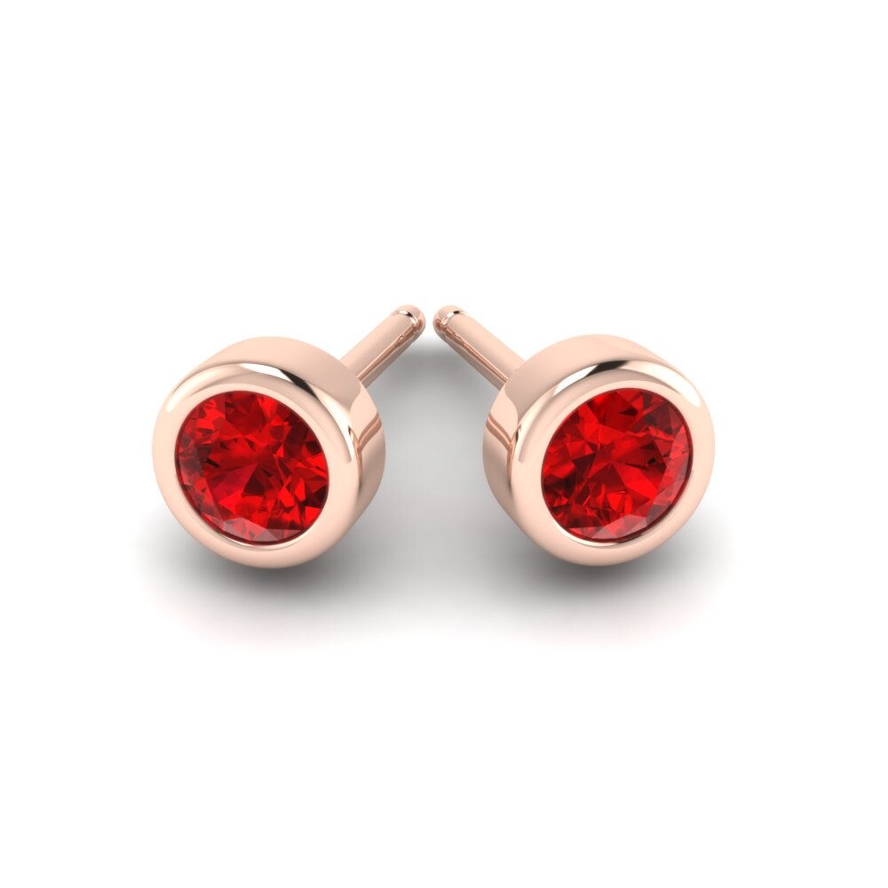 14k Oro Rosa Circonita Roja Pendiente de mujer Anna