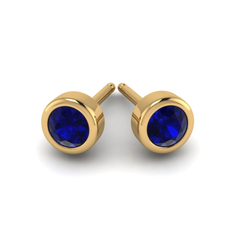 Ouro Amarelo 14K Safira Brincos Feminino Anna
