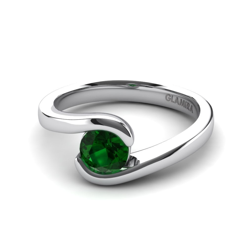 Esmeralda (creada en laboratorio) Anillo de compromiso Bridal Luxuy 0.5crt