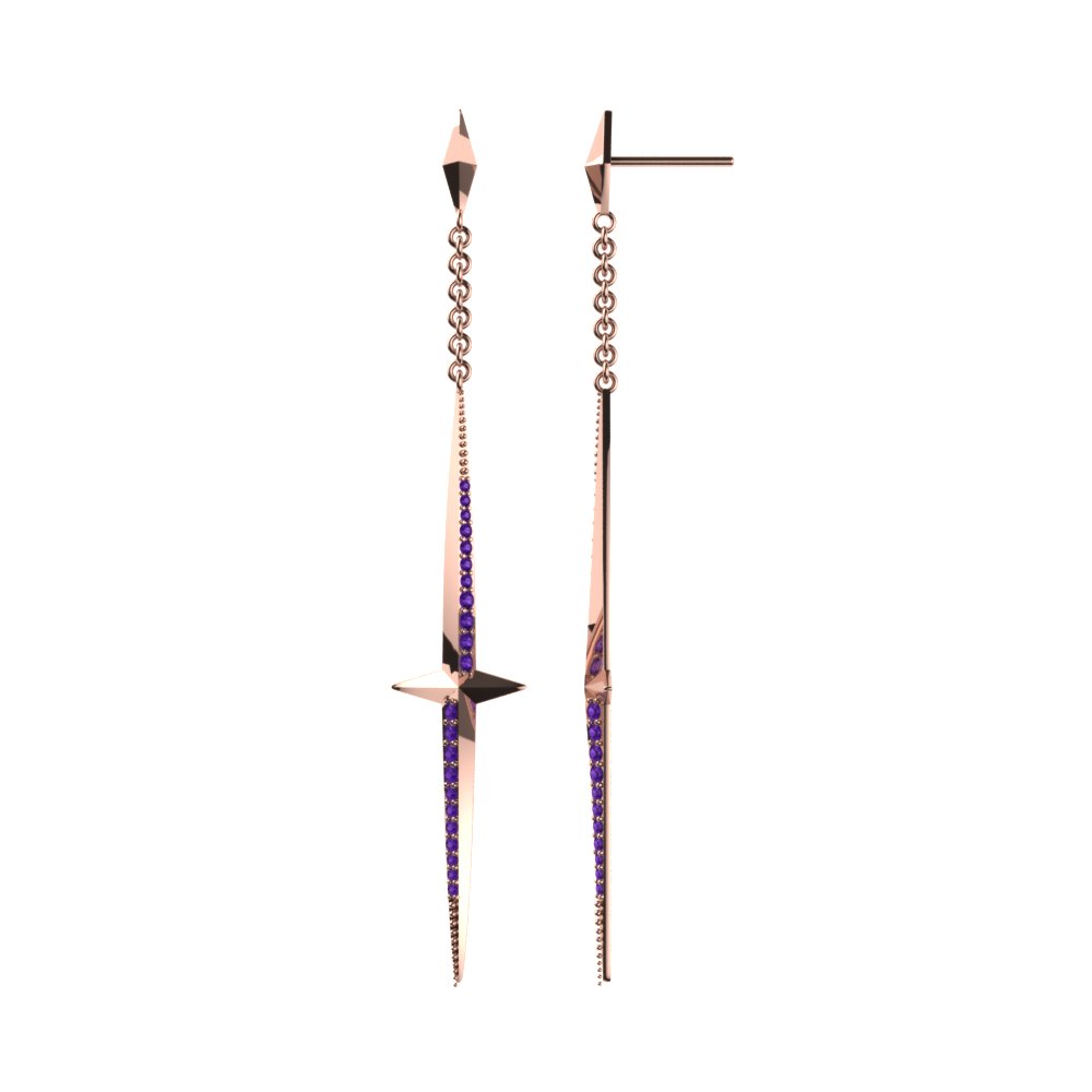 18ct Rose Gold Amethyst Women's Earring Lucienne