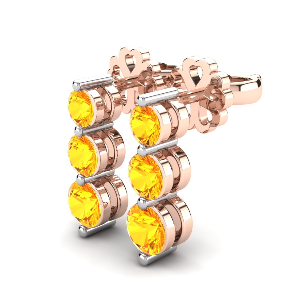 14k Oro Rosa & Blanco Citrino Pendiente de mujer Balanceo