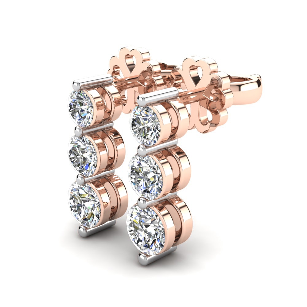 9K Rose & White Gold Lab Grown Diamond Earring Balanceo
