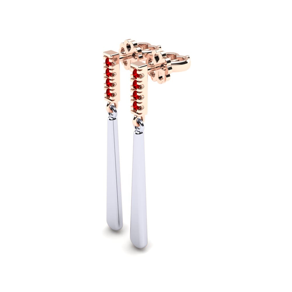 14K White & Rose Gold Red Zirconia Earring Miwate