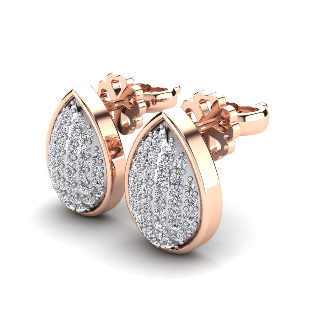 9ct Rose & White Gold Women's Earring Pequena