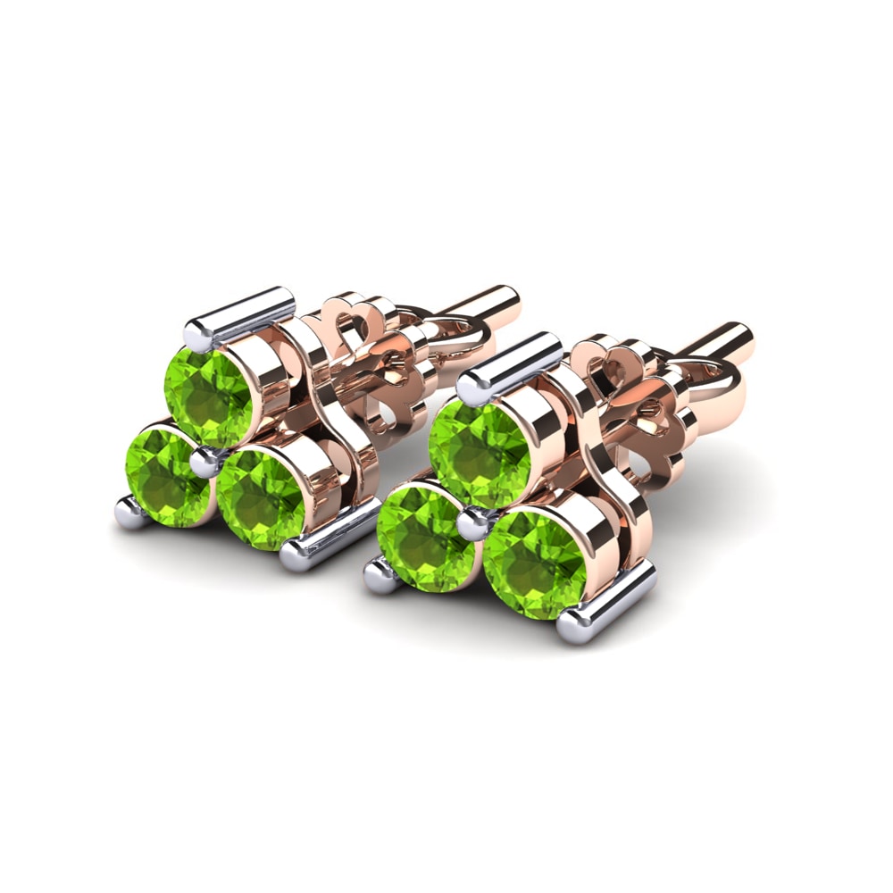 14k Oro Rosa & Blanco Peridoto Pendiente de mujer Piedras