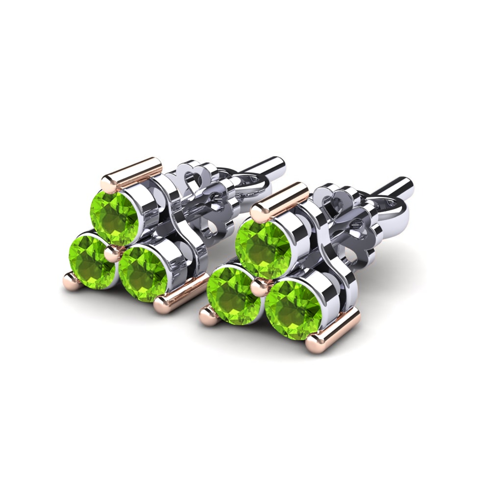 14k Oro Blanco & Rosa Peridoto Pendiente de mujer Piedras