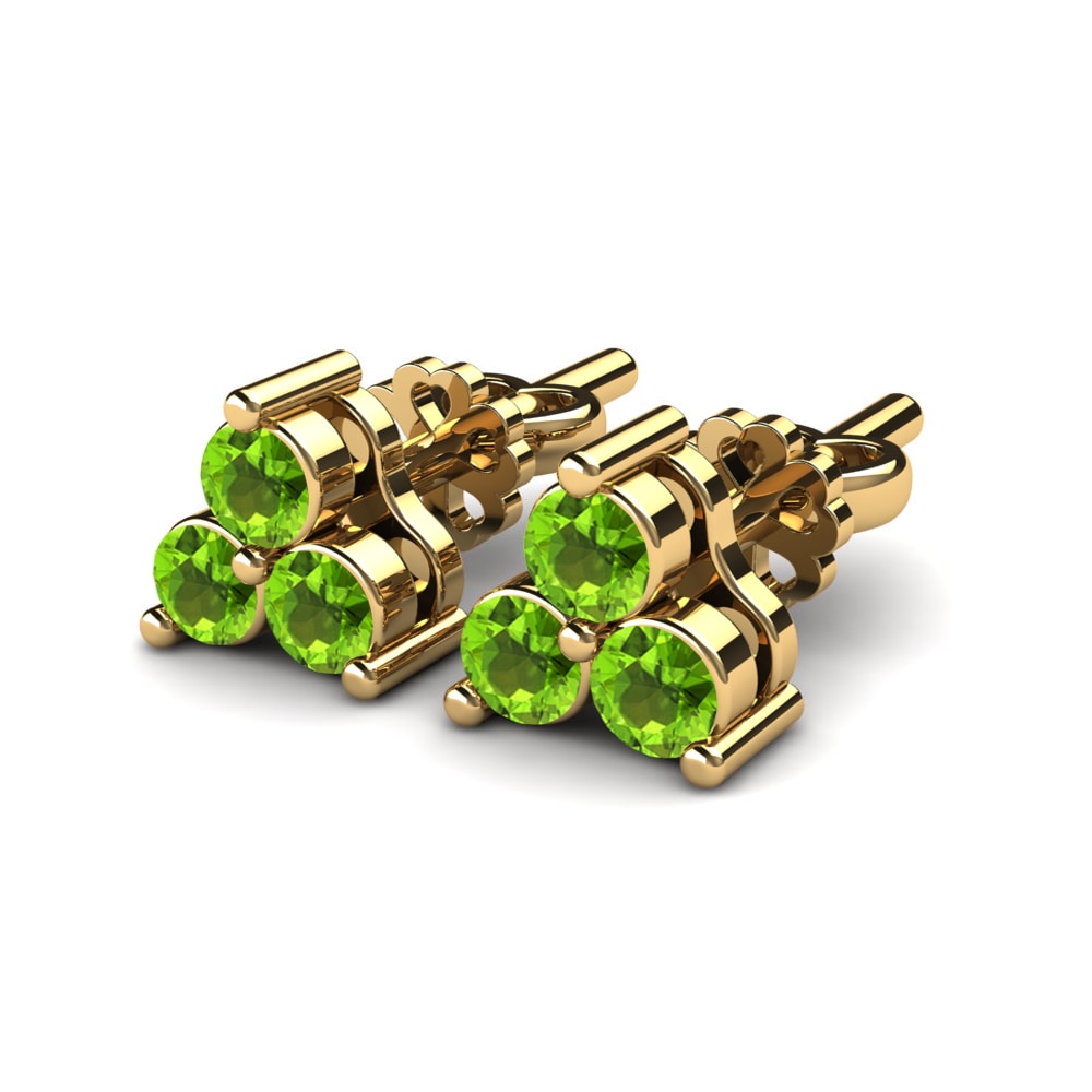 18k Oro Amarillo Peridoto Pendiente de mujer Piedras