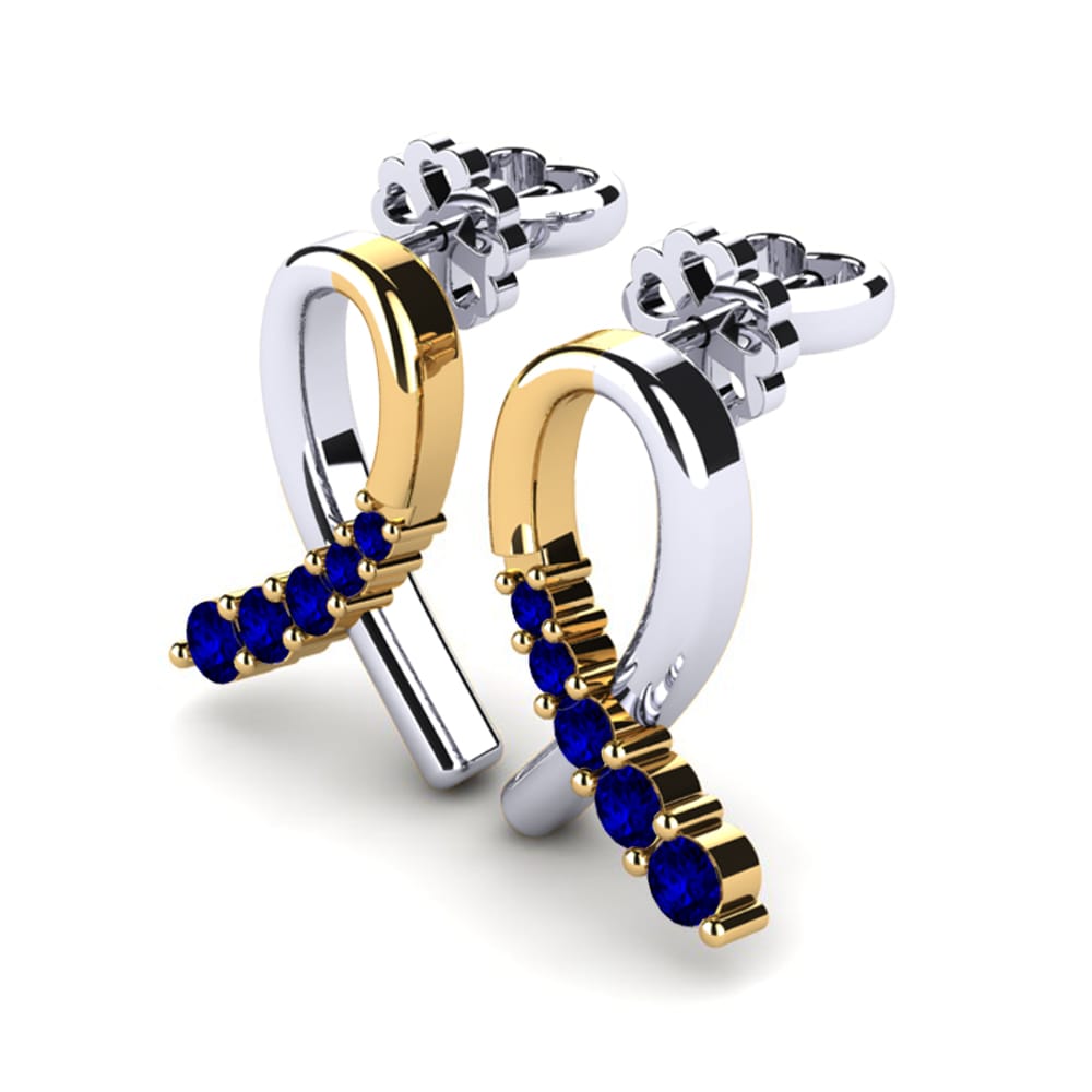 14k Oro Blanco & Amarillo Zafiro Pendiente de mujer Sognare