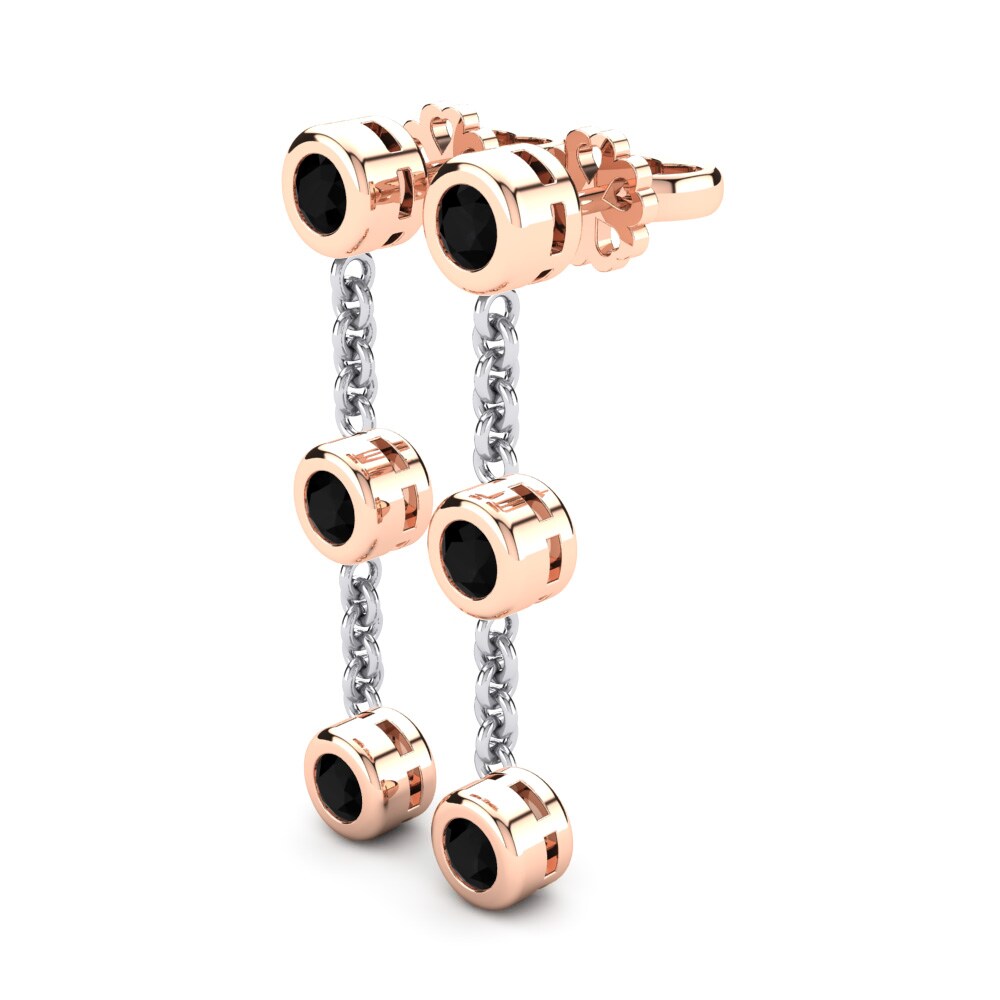 18k Oro Rosa & Blanco Ónix Negro Pendiente de mujer Brillar