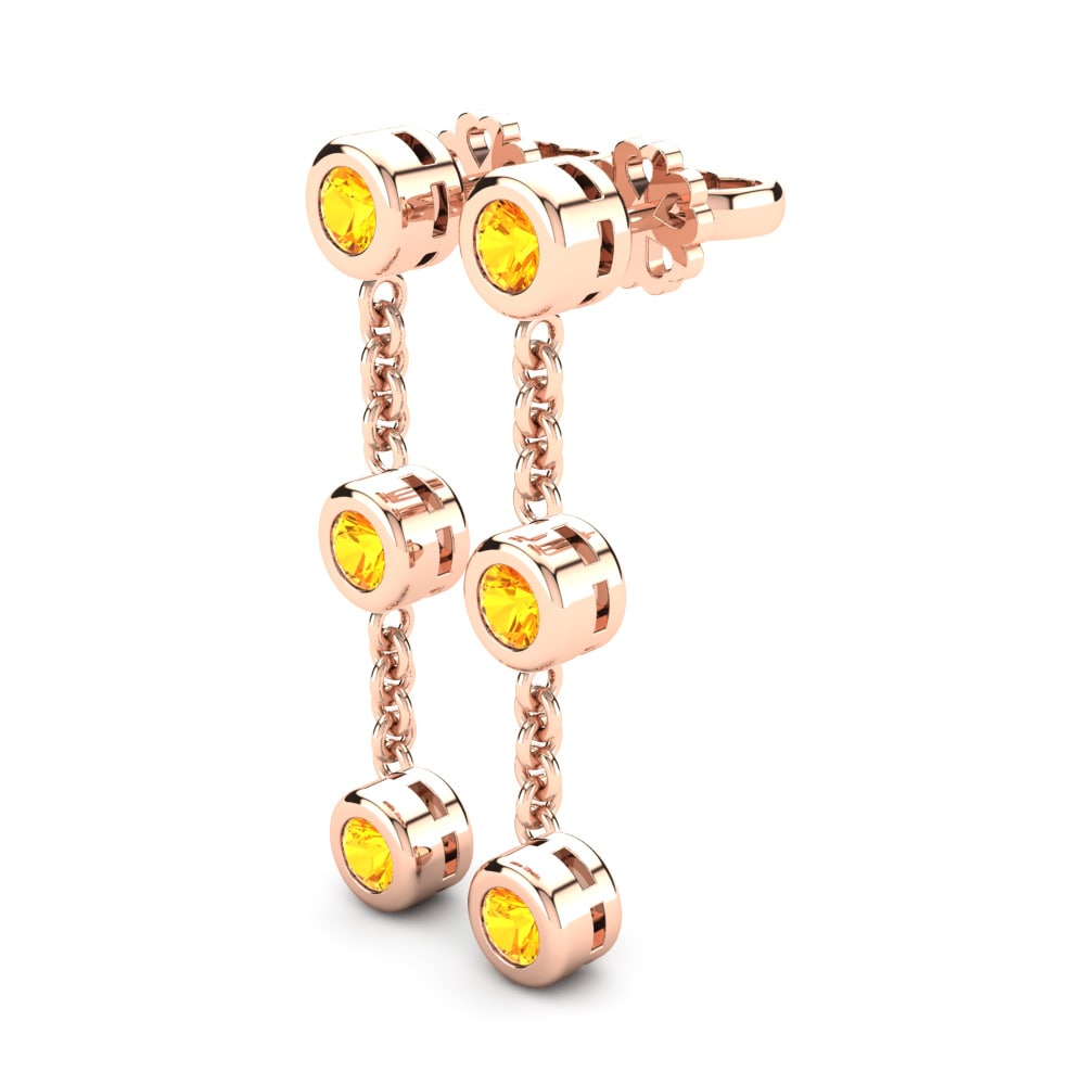 14K Rood Goud Citrien Dames Oorbellen Brillar