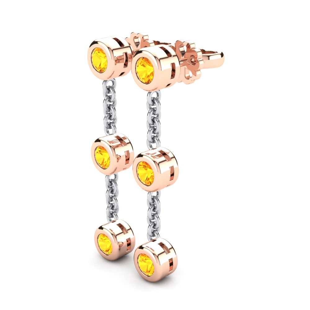 14k Oro Rosa & Blanco Citrino Pendiente de mujer Brillar
