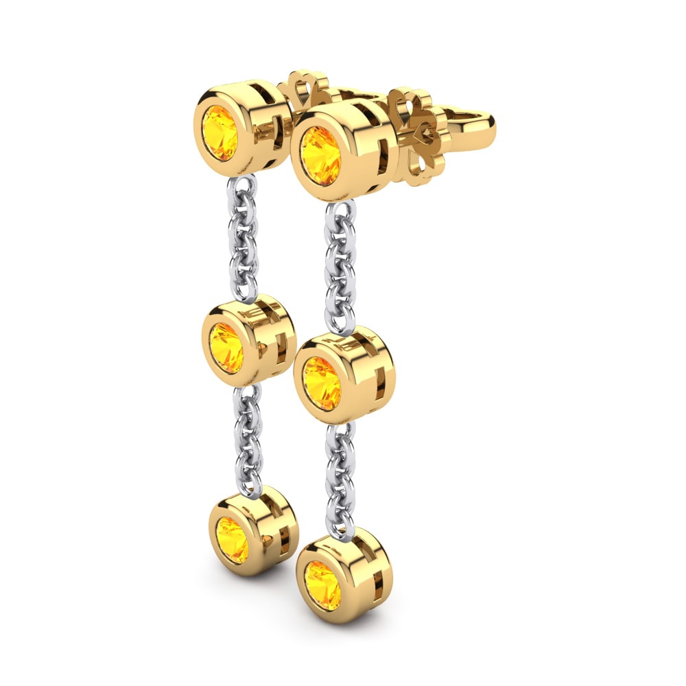 14ct Yellow & White Gold Citrine Women's Earring Brillar