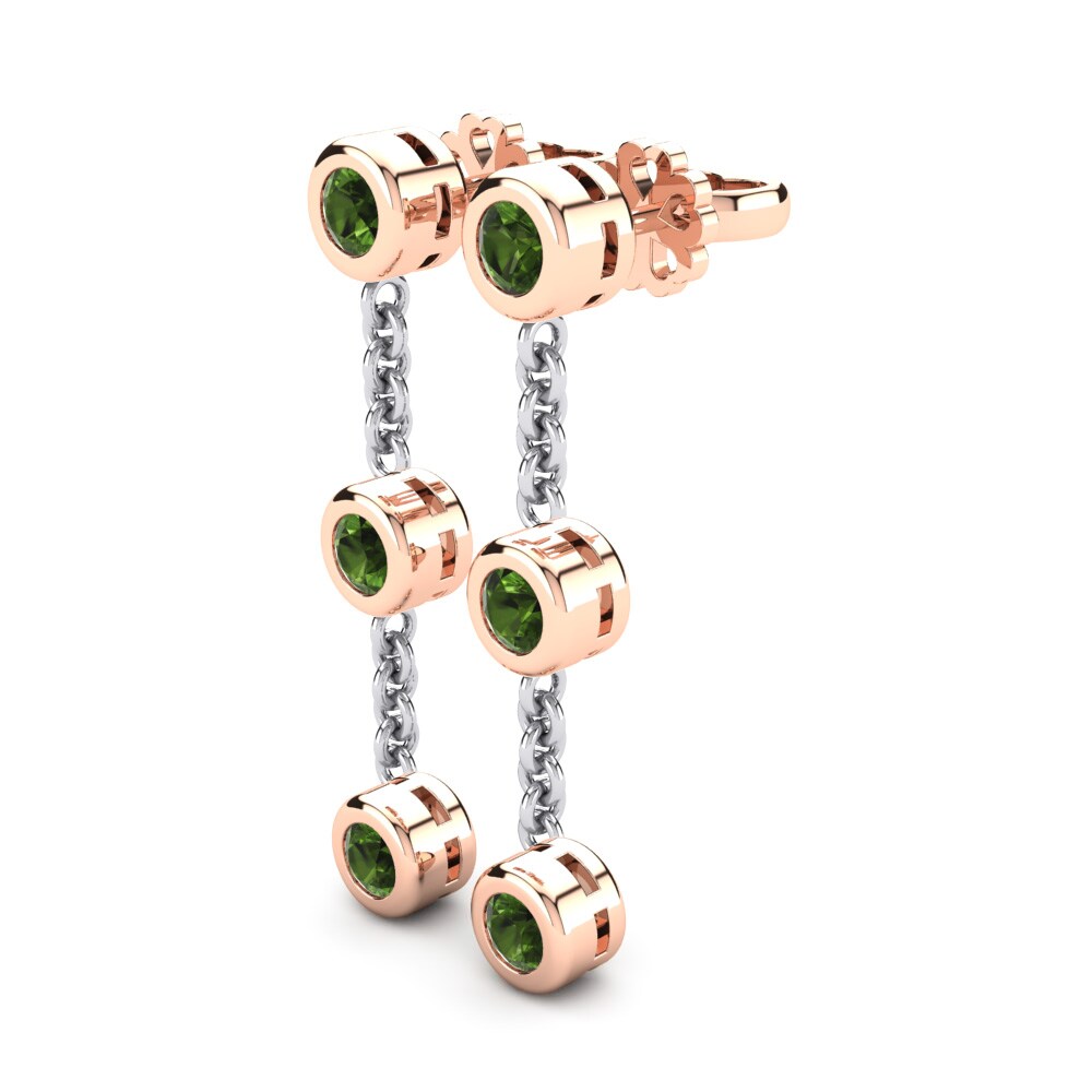 14ct Rose / White Gold Green Tourmaline Women's Earring Brillar