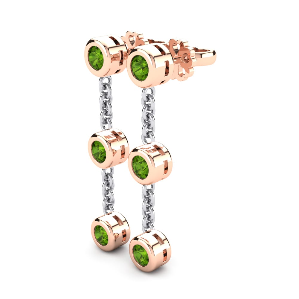 14k Oro Rosa & Blanco Peridoto Pendiente de mujer Brillar