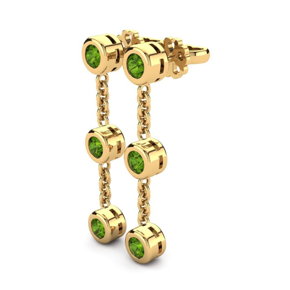 18k Oro Amarillo Peridoto Pendiente de mujer Brillar