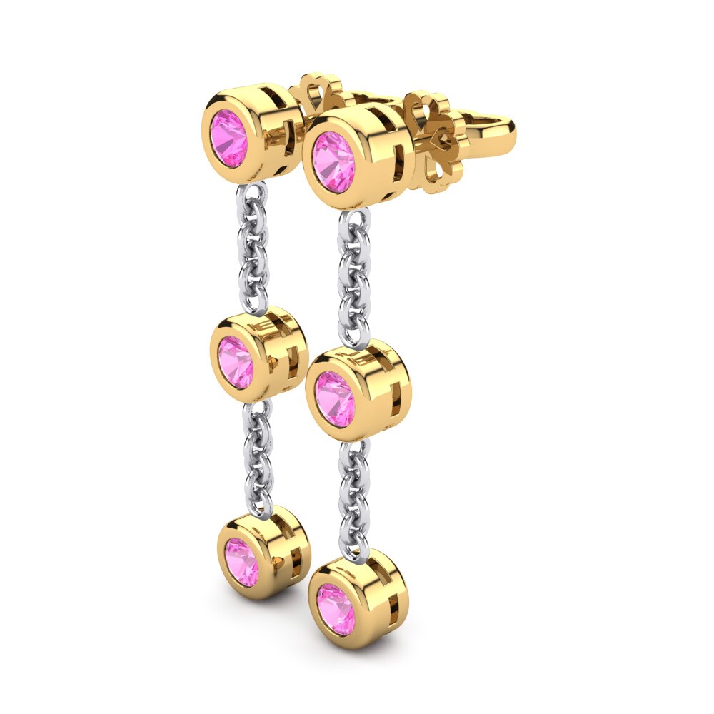 Amarelo & Branco-9K Turmalina Rosa Brincos Feminino Brillar