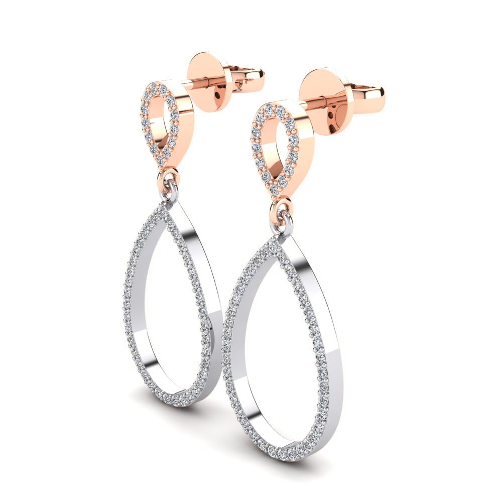 9k Oro Rosa & Blanco Pendiente de mujer Cuerda