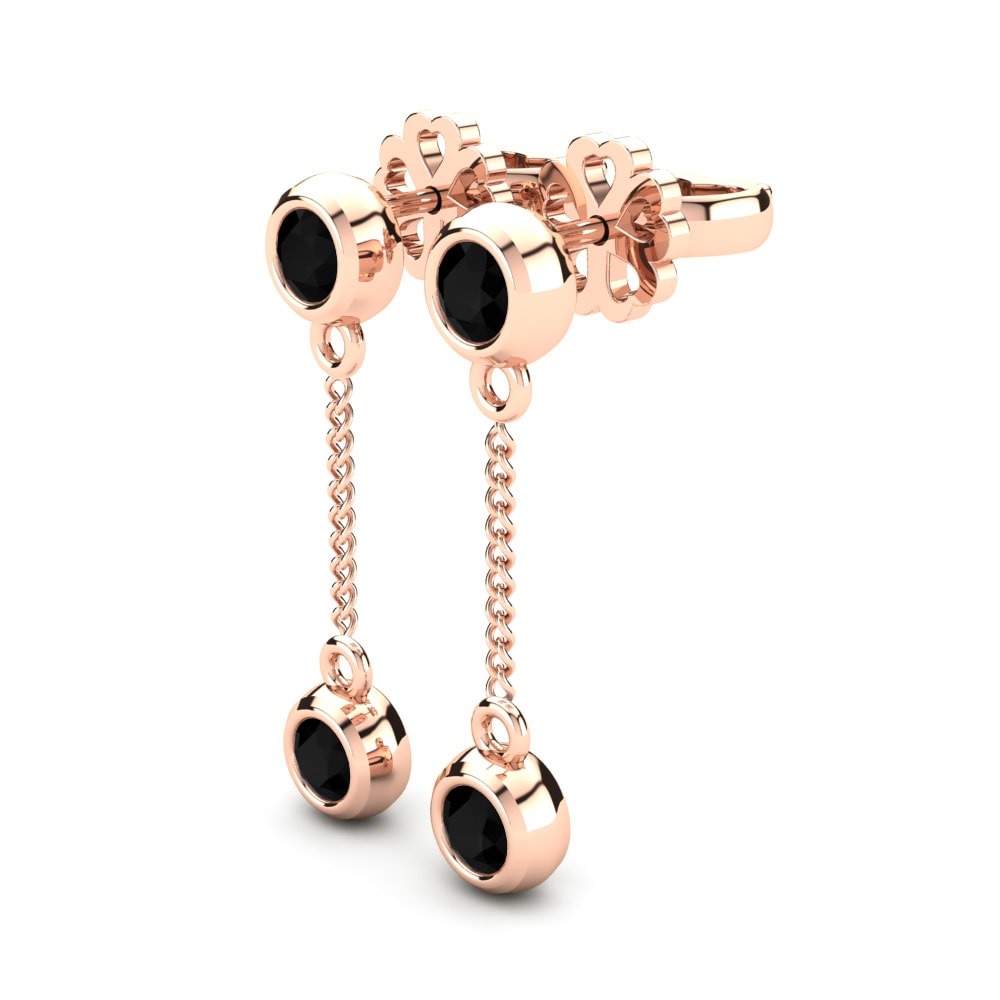 14ct Rose Gold Black Sapphire Women's Earring Dashuri