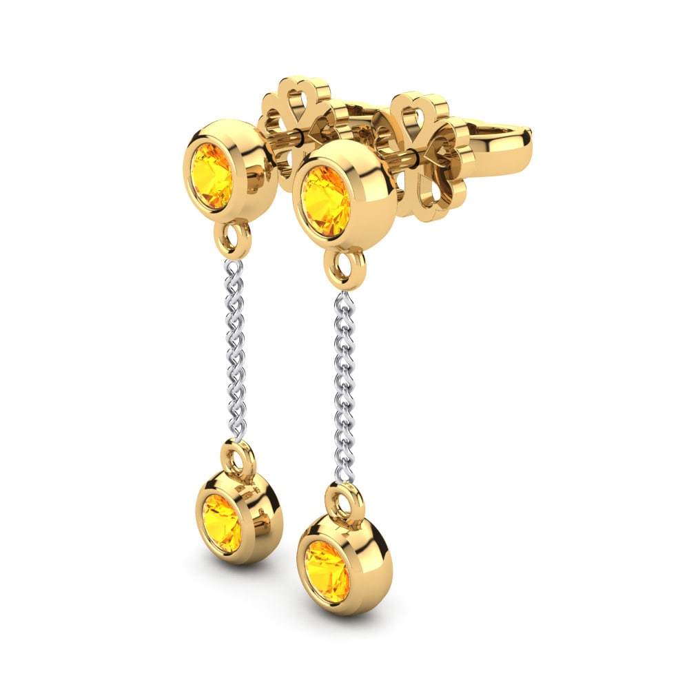 14ct Yellow & White Gold Citrine Women's Earring Dashuri
