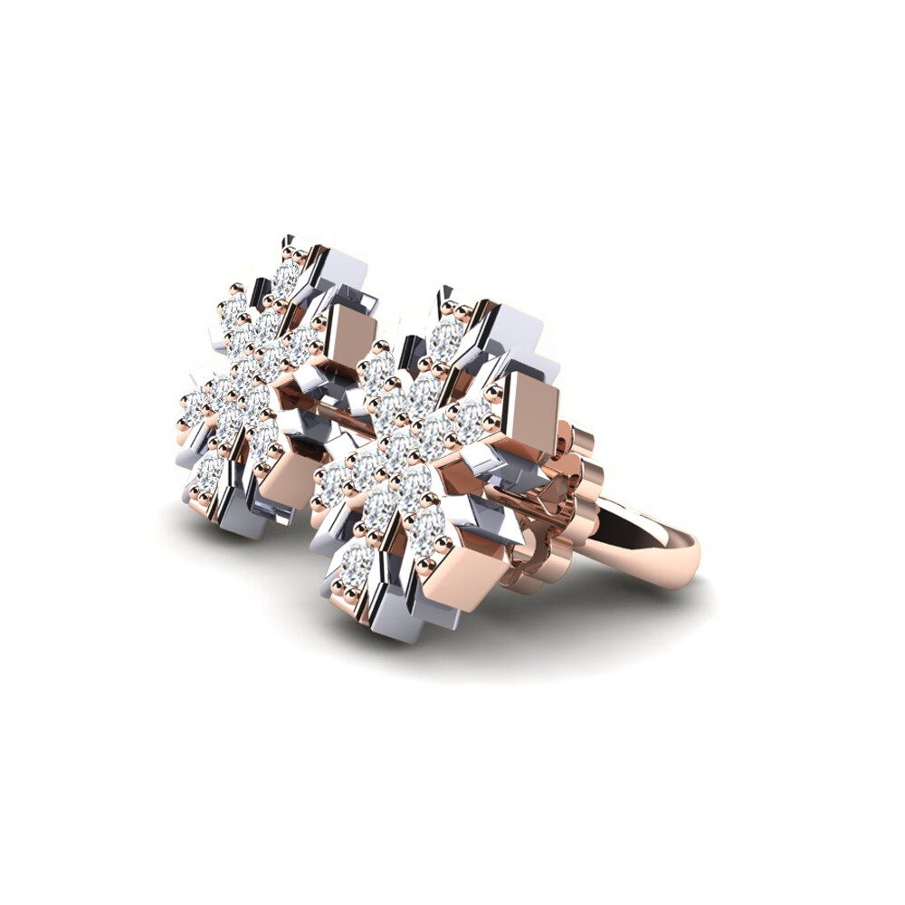 9ct Rose & White Gold Women's Earring Grano
