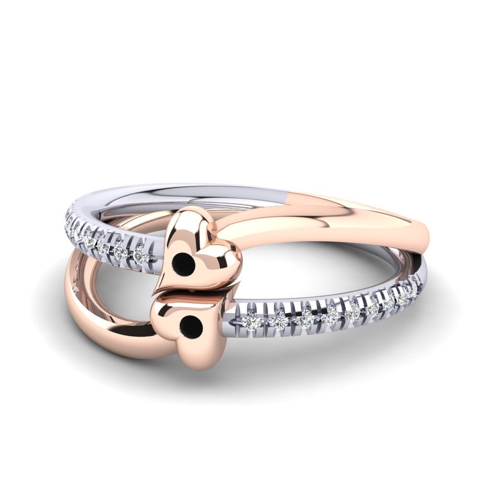 14ct Rose & White Gold Black Onyx Ring Dalia