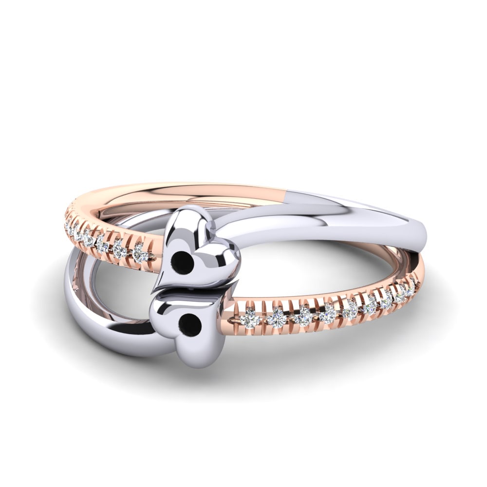 14ct White & Rose Gold Black Sapphire Ring Dalia