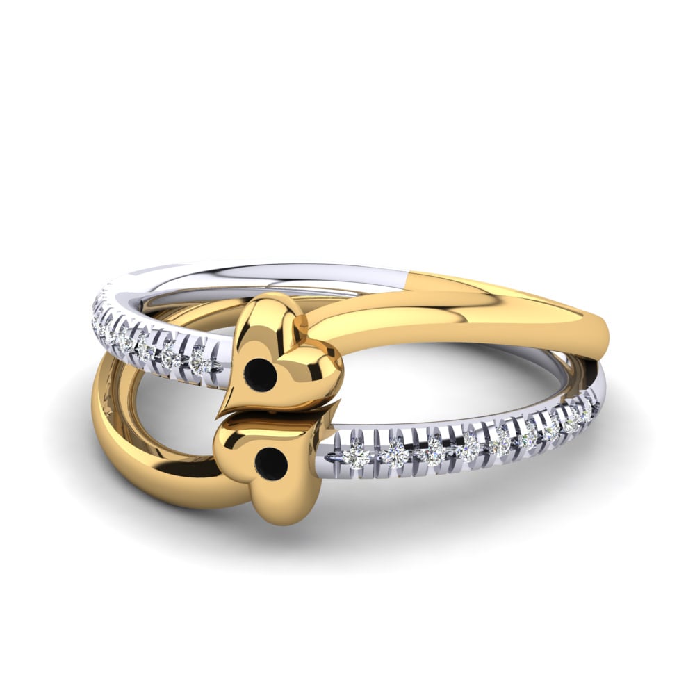 18ct Yellow & White Gold Black Diamond Ring Dalia