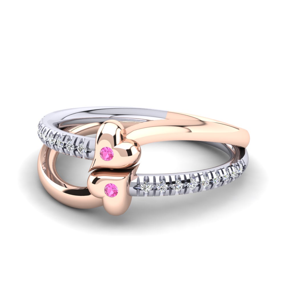 9ct Rose & White Gold Pink Tourmaline Ring Dalia