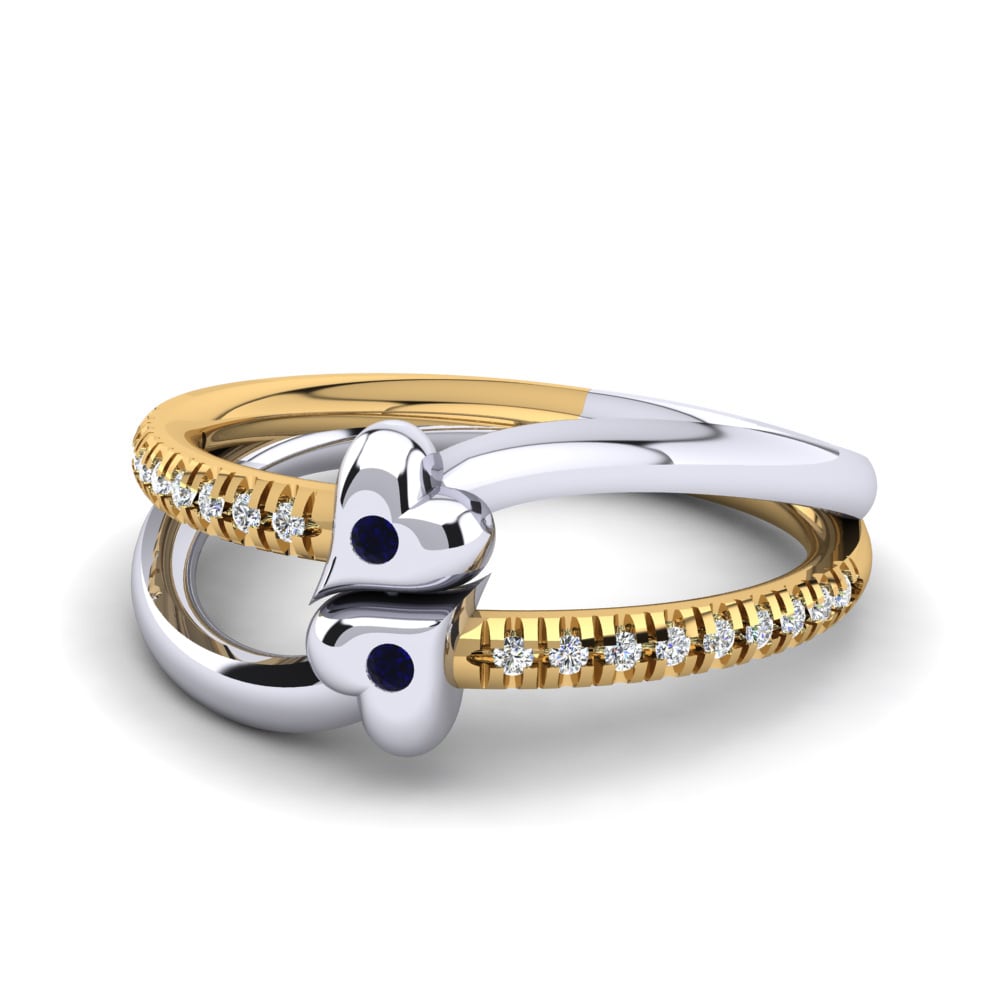 14ct White & Yellow Gold Dark Blue Zirconia Ring Dalia