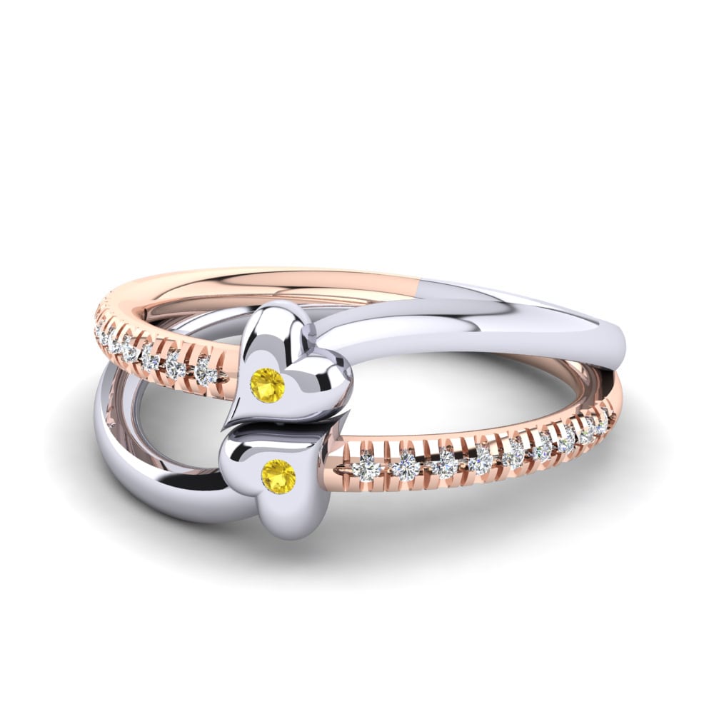 14ct White & Rose Gold Yellow Sapphire Ring Dalia