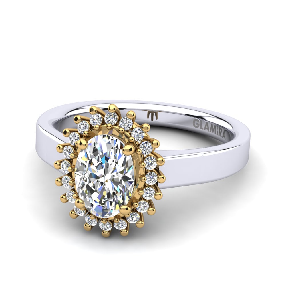 Or Blanc & Jaune 14k Bague de fiançailles Geranium