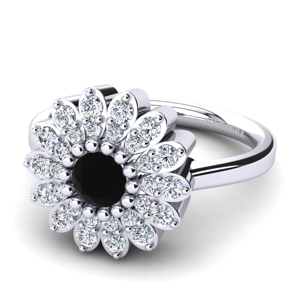 Flowers Black Diamond Engagement Rings