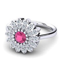 Flower Pink Tourmaline Engagement Rings