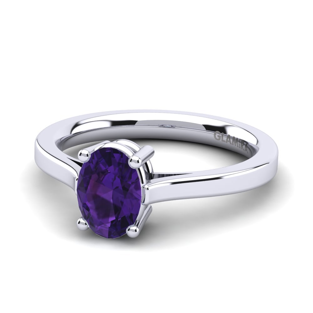 18k Oro Blanco Amatista Anillo de compromiso Linde