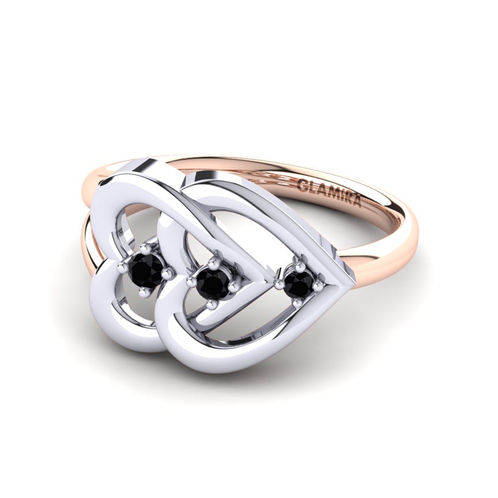 14ct White & Rose Gold Black Sapphire Ring Alda