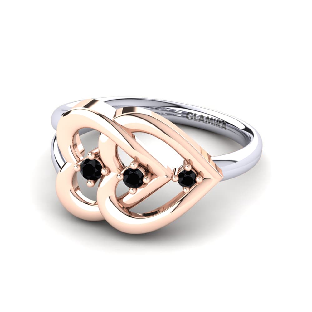 9ct Rose & White Gold Black Diamond Ring Alda