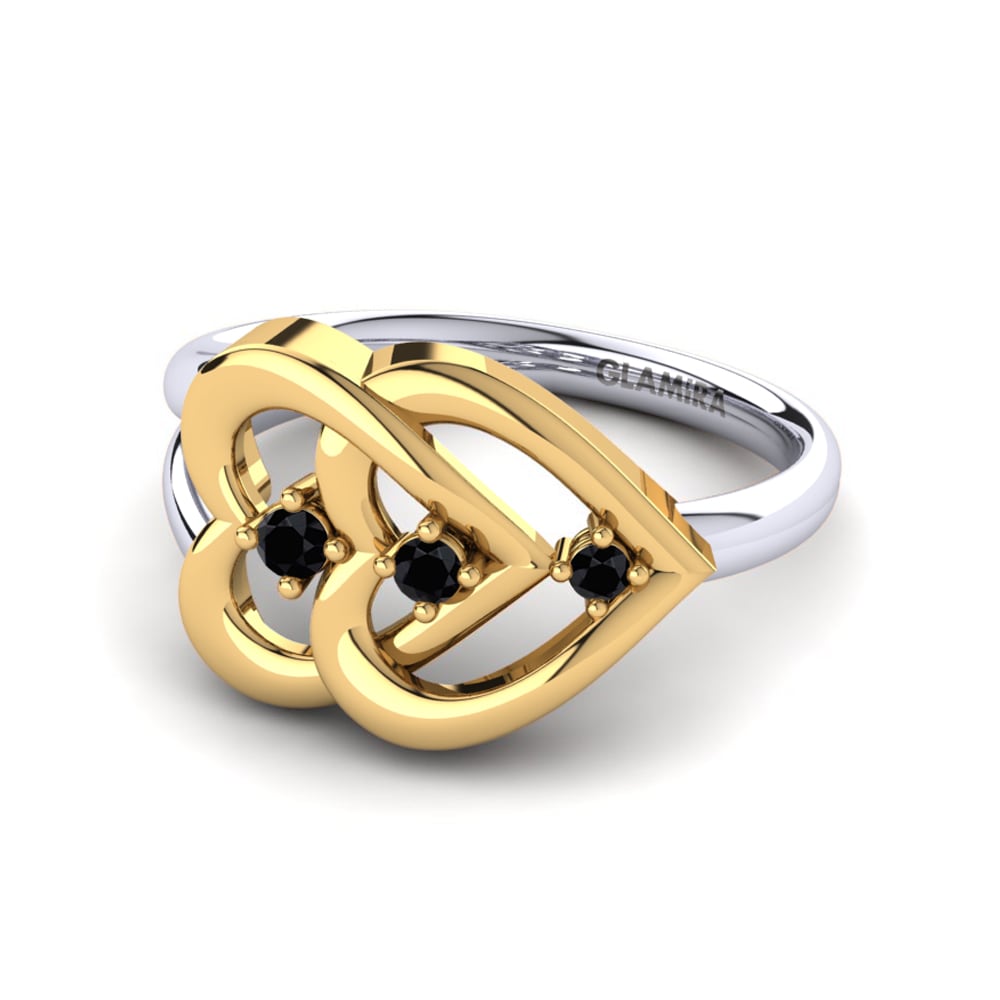 18ct Yellow & White Gold Black Diamond Ring Alda