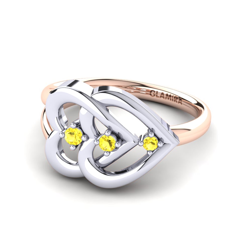 14ct White & Rose Gold Yellow Sapphire Ring Alda