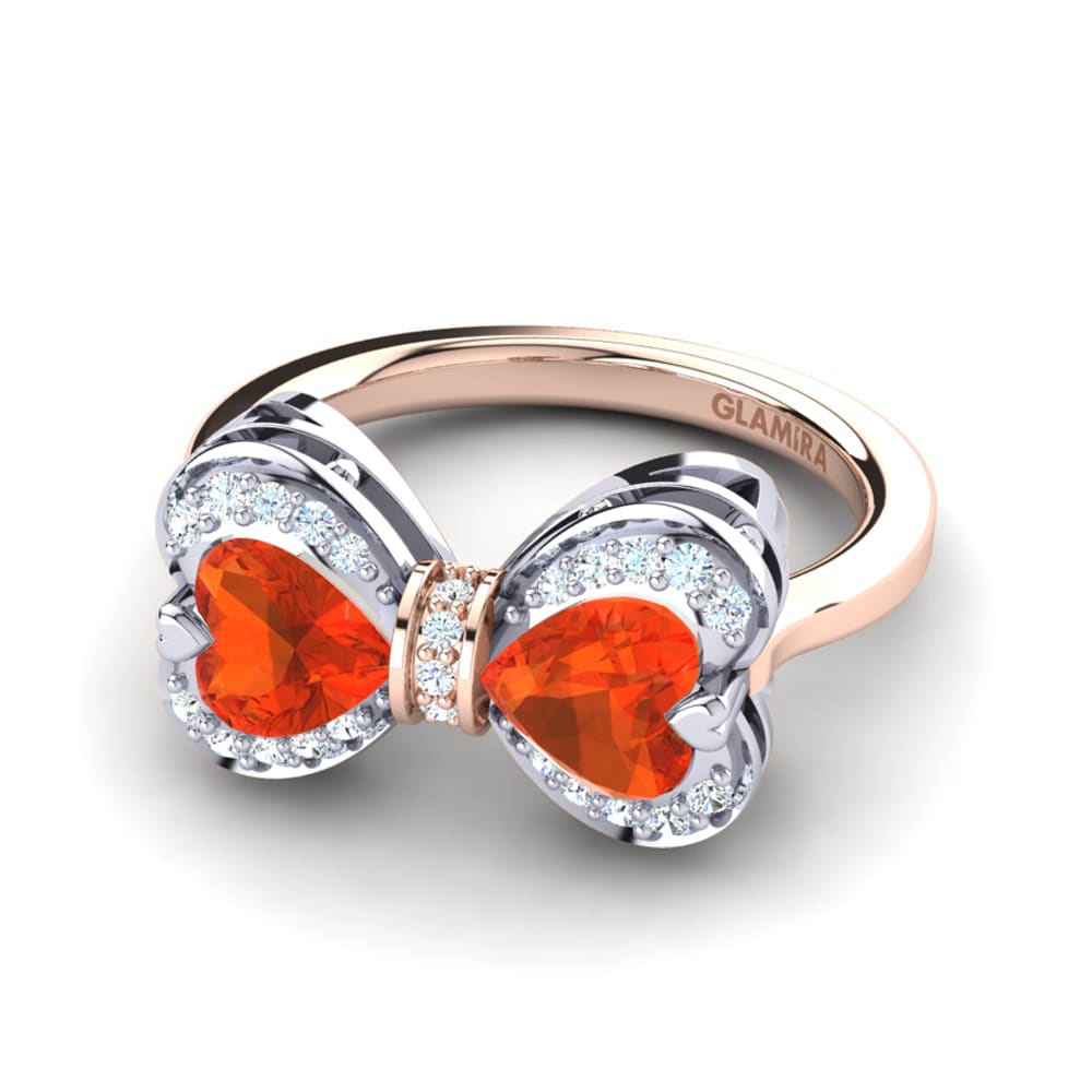 14ct Rose & White Gold Fire Opal Ring Oblangus