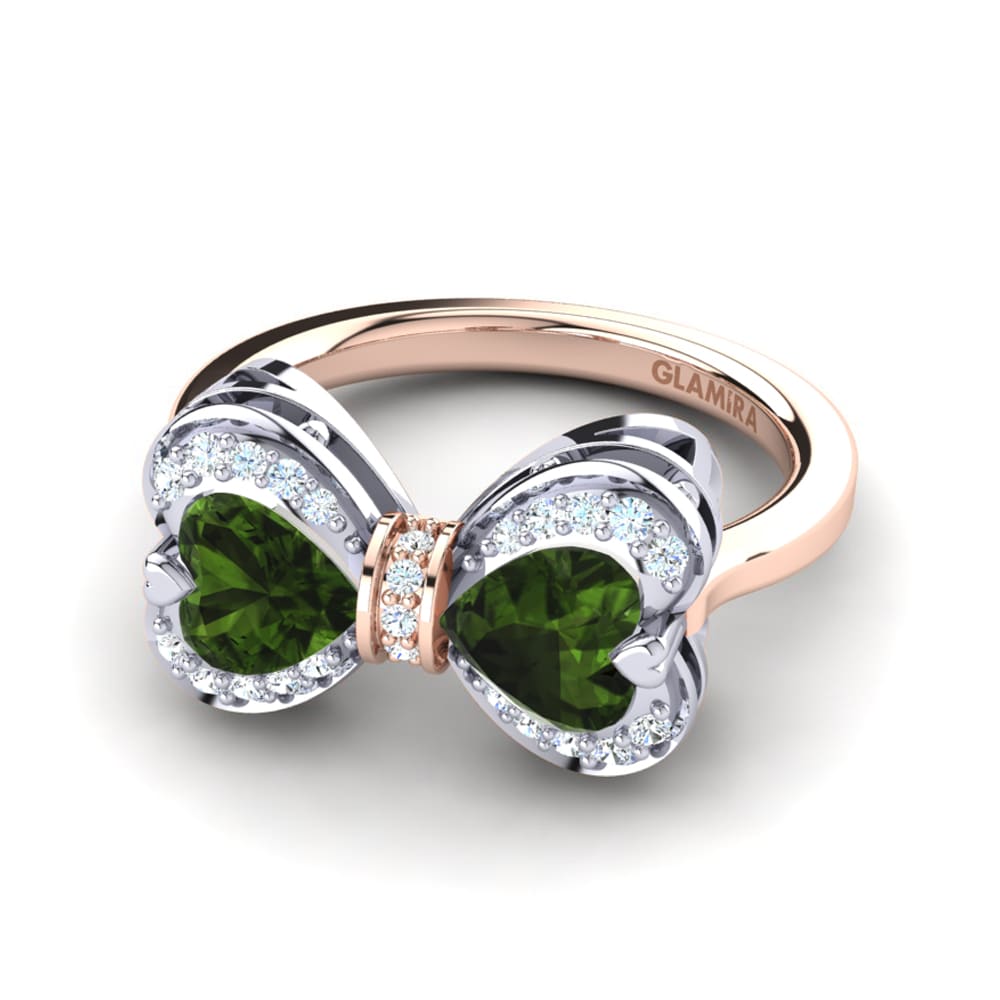 14ct Rose & White Gold Green Tourmaline Ring Oblangus