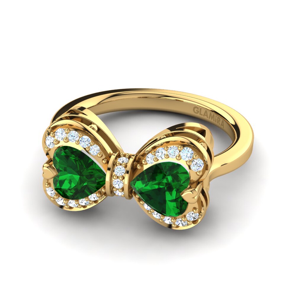 14ct Yellow Gold Emerald (Lab Created) Ring Oblangus