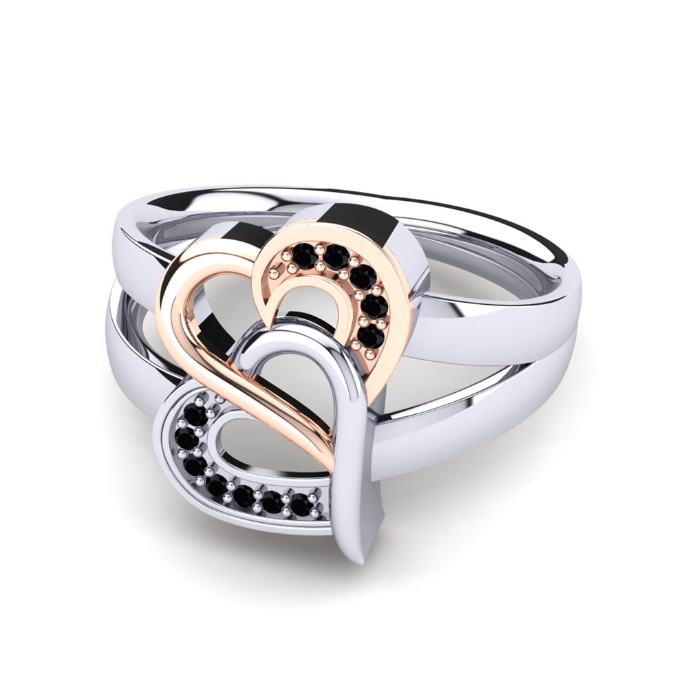 14ct White & Rose Gold Black Sapphire Ring Azul