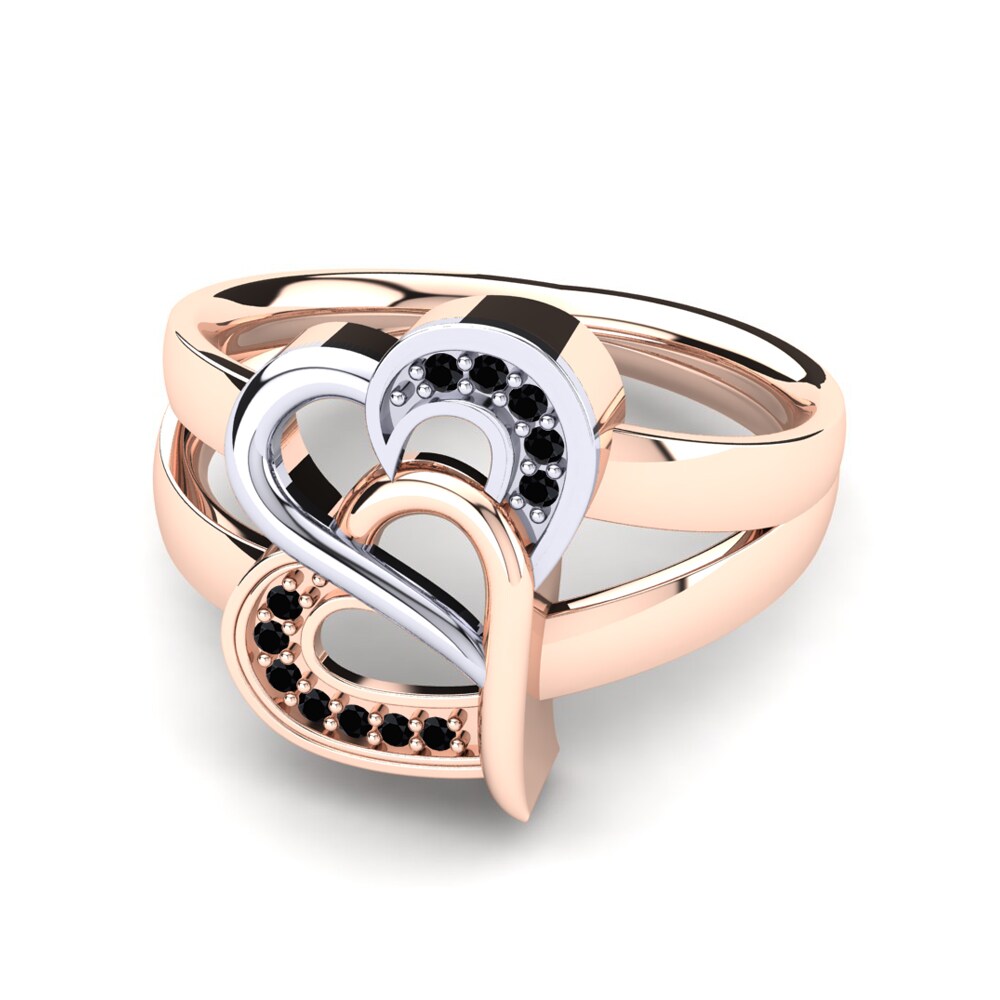 9ct Rose & White Gold Black Diamond Ring Azul