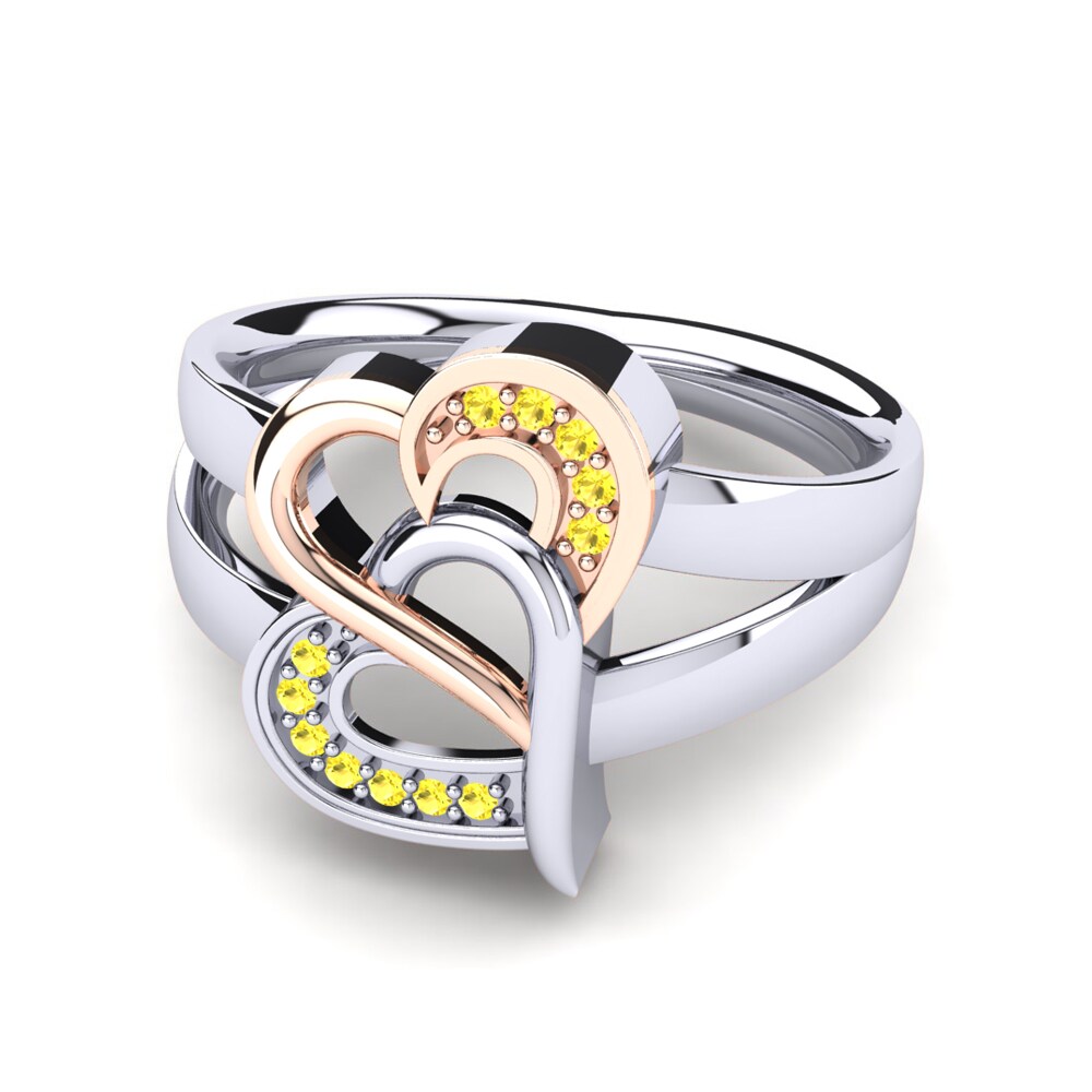 14ct White & Rose Gold Yellow Sapphire Ring Azul