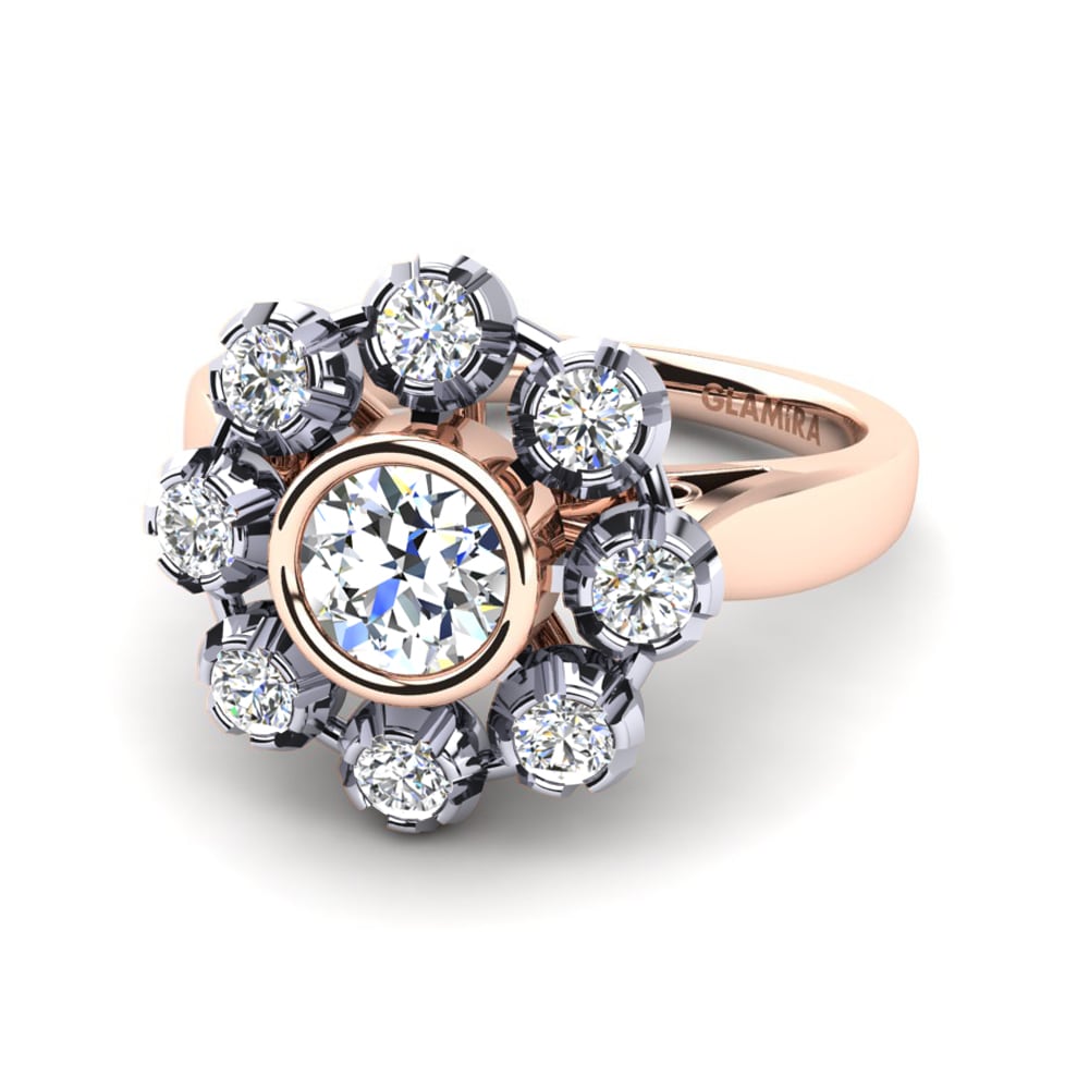 Vàng Trắng-Đỏ 14K Nhẫn Primrose